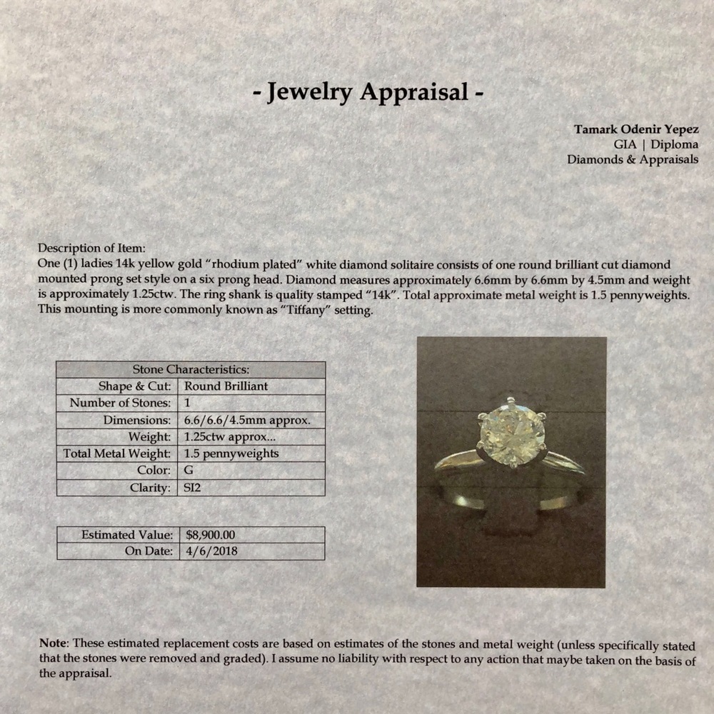 GORGEOUS 1.25 CTW ROUND SOLITAIRE DIAMOND - Picture 3 of 6